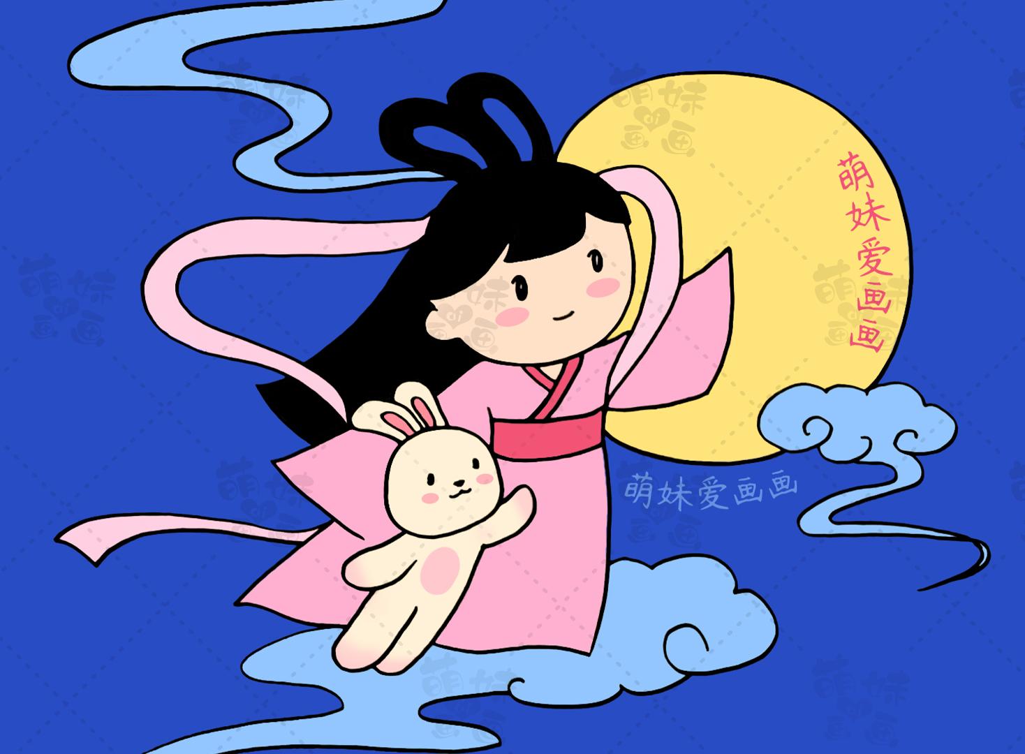 一,绘制出嫦娥和玉兔.二,给我们的作品涂上漂亮的颜色.