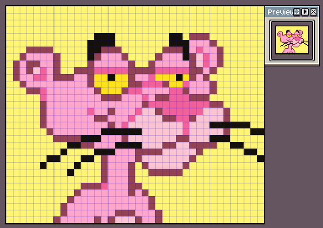 粉红豹简笔画步骤，粉红豹简单画法（粉红豹像素画网格画可爱简单图案）