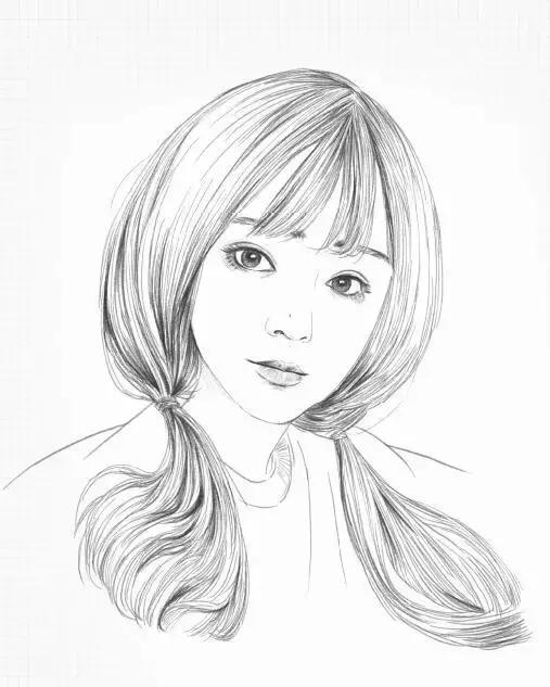 素描头像女生唯美，素描少女.微信（为你喜欢的小姐姐画幅画）