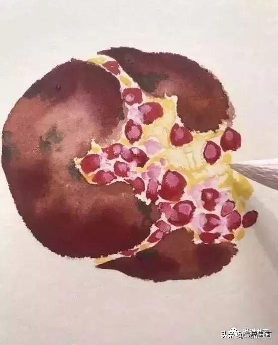 石榴简笔画画法，石榴的简笔画怎么画简单（花卉果蔬系列之石榴的写意画法）