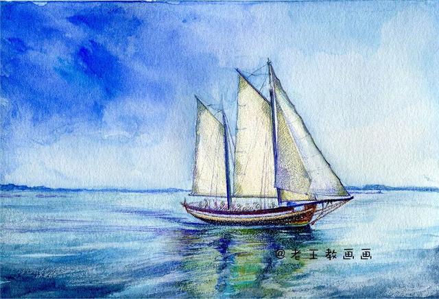 怎样画小帆船，儿童画小帆船怎么画（水彩教程来了）