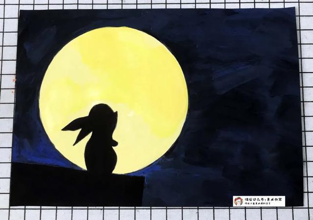 中秋节的玉兔怎么画，中秋节的玉兔怎么画图片（课例，水粉-赏月<兔子>）