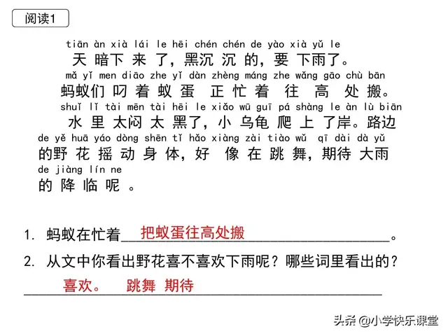 腰组词 腰的意思，小学部编版一年级下册语文课文14《要下雨了》图文解读+知识点