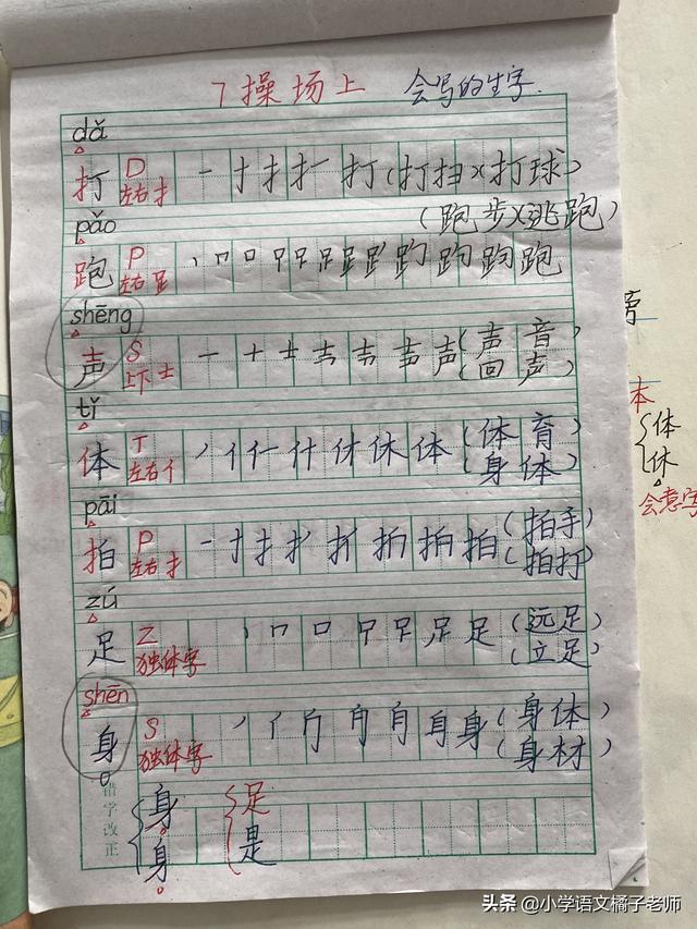 落的笔顺和拼音，落的笔顺（7《操场上》教学笔记与书写笔顺笔画）