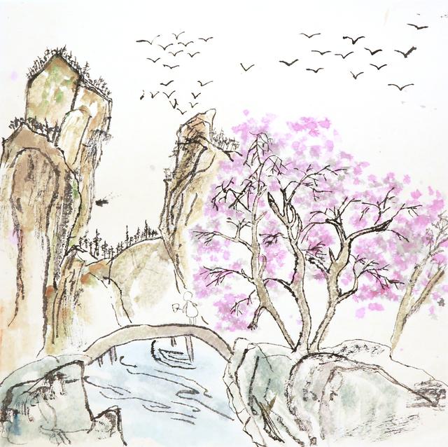 荷花池简笔画，荷花池简笔画手绘（美丽云浮——2020年云浮市庆祝六一儿童节少儿书画作品展）