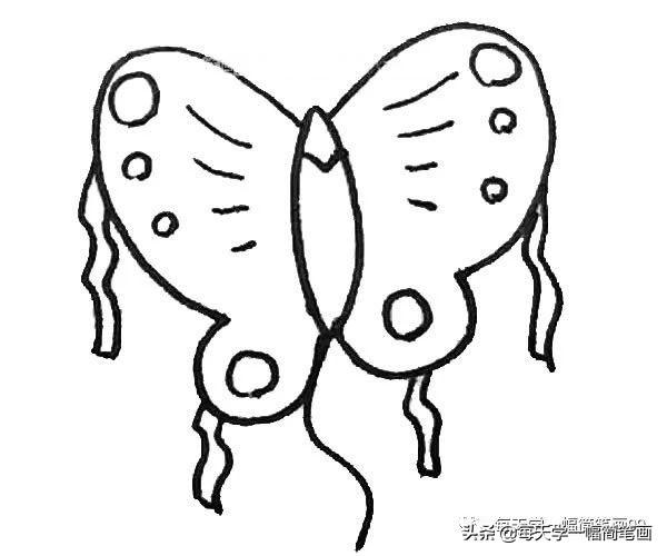 蝴蝶翅膀简笔画，蝴蝶翅膀图片简笔画（每天学一幅简笔画--蝴蝶风筝简笔画教程）