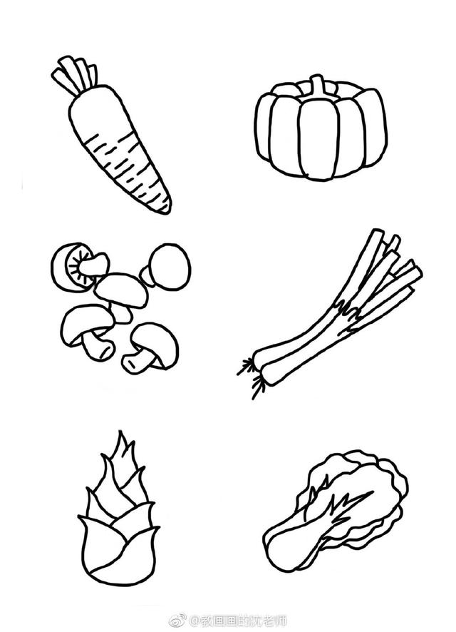 水果蔬菜简笔画，蔬菜简笔画简单又好看（水果蔬菜瓜果原创手绘手账简笔画素材）