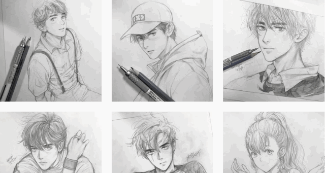 舒眉。，微信头像，舒眉。（一支铅笔画动漫美少年）