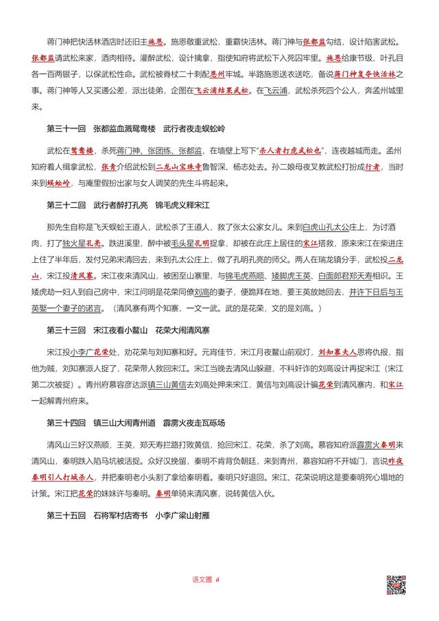 水浒传故事梗概，水浒传全书故事梗概（2020年中考名著阅读复习）