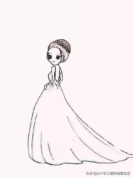 如何画婚纱简笔画，画婚纱简笔画图片大全（创意简笔画，彩铅画唯美婚纱）