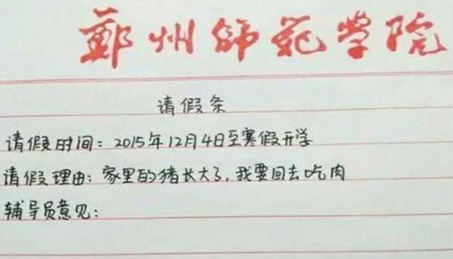 请假理由大全 上班族领导无法拒绝，请假理由不可拒绝的学生（“花式请假条”走红网络）