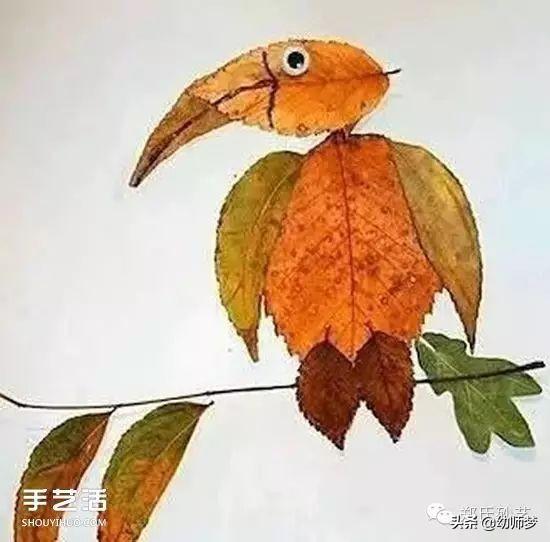 幼儿手工美术漂亮的叶子画，幼儿园叶子手工画制作大全图片（儿童树叶贴画作品图片）