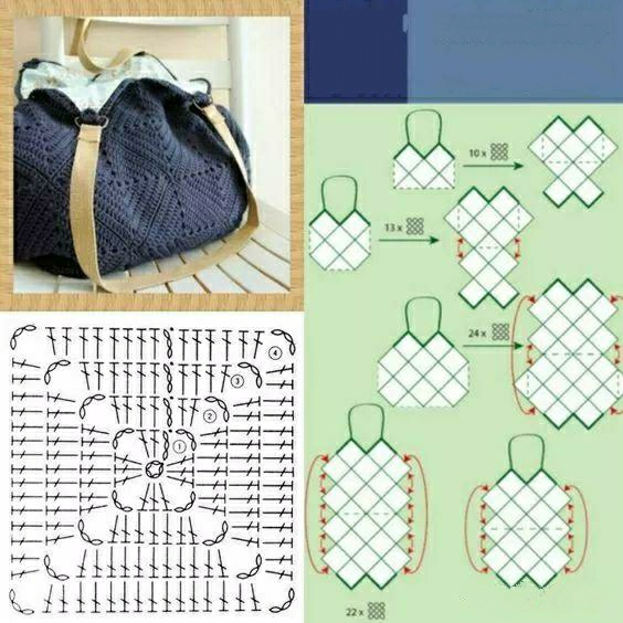 钩针编织小包包，钩编简单的小包包（只要毛线或花片就可钩出）