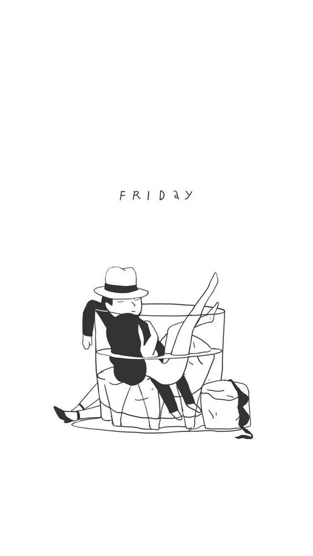 手绘黑白小插画壁纸，黑白风格插画壁纸