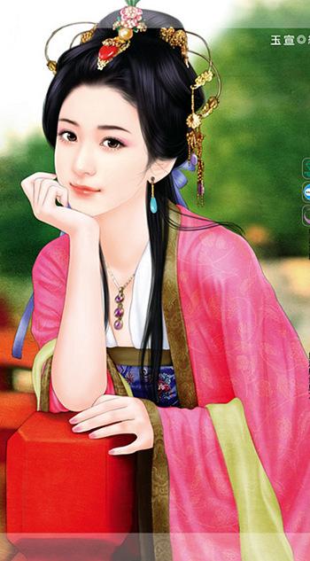 唯美手绘古装卡通美女图片，卡通画人物美少女手绘古装（手绘古装美女）