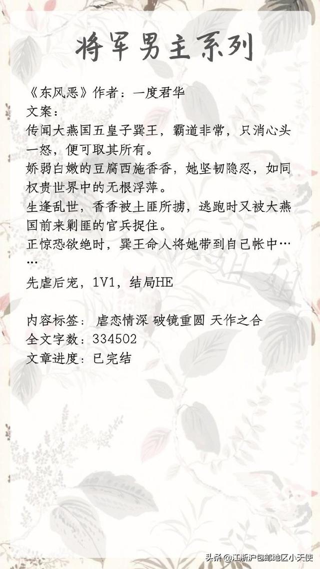 关于将军的言情小说，古代将军言情完结小说（九本言情小说推荐）
