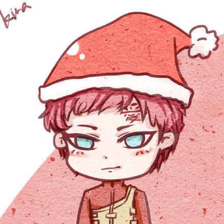 #火影忍者 我爱罗，微信头像，#火影忍者 我爱罗（火影圣诞头像：全员戴上圣诞帽）