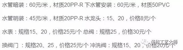 水电安装预算详细清单，2019年上半年水电安装价格表出炉