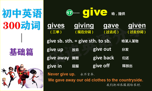 give过去式，give的过去式（初中英语动词15讲）