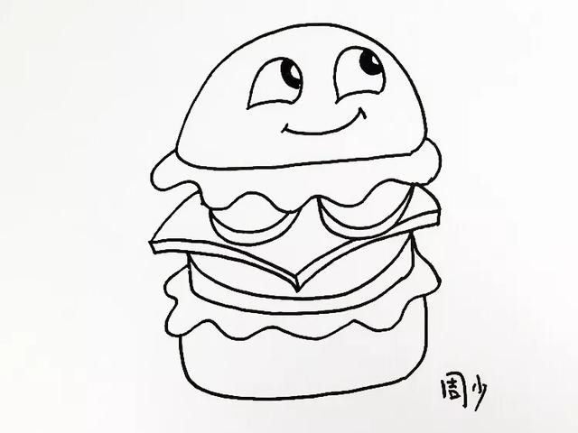 简笔画爱心怎么画，爱心简笔画步骤简单 画法（6步教你学会画小朋友们喜欢的汉堡简笔画）