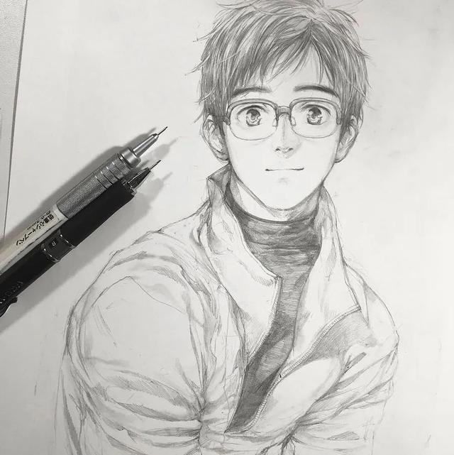 舒眉。，微信头像，舒眉。（一支铅笔画动漫美少年）