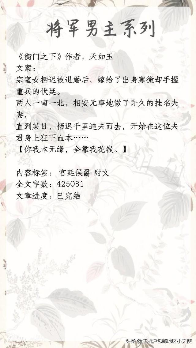 关于将军的言情小说，古代将军言情完结小说（九本言情小说推荐）