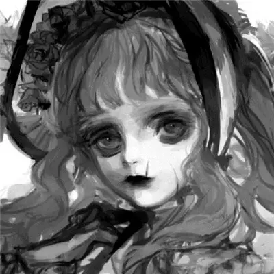 暗黑系 神秘 男头  黑白/鱼/，微信头像，暗黑系 神秘 男头  黑白/鱼/（暗黑诡异复古黑白漫风洛丽塔美少女头像）