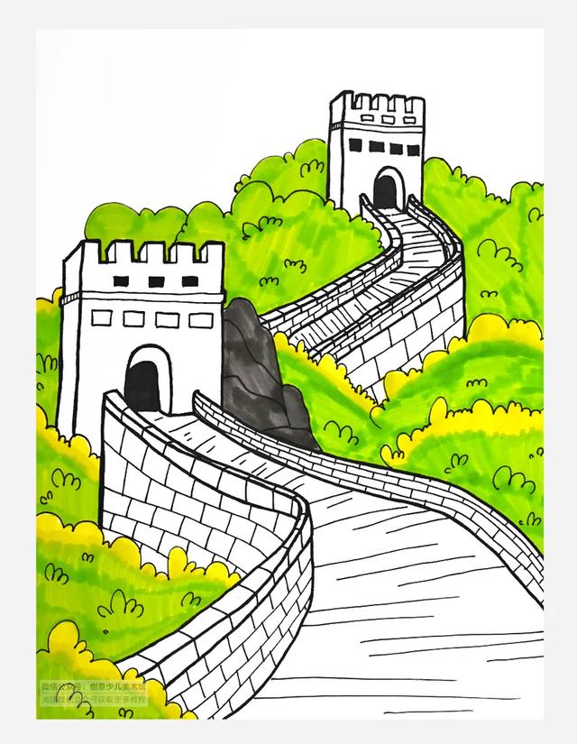 初学者怎么画万里长城素描，趣味线描美术课程《中国印象之“万里长城”》