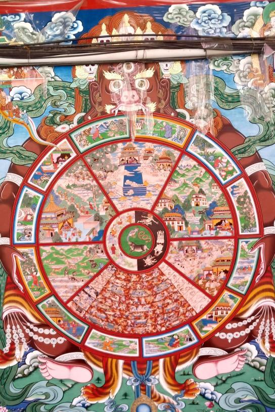 观音洞的六道轮回图所以文殊菩萨化身为五爷表示佛法是与百姓生活息息