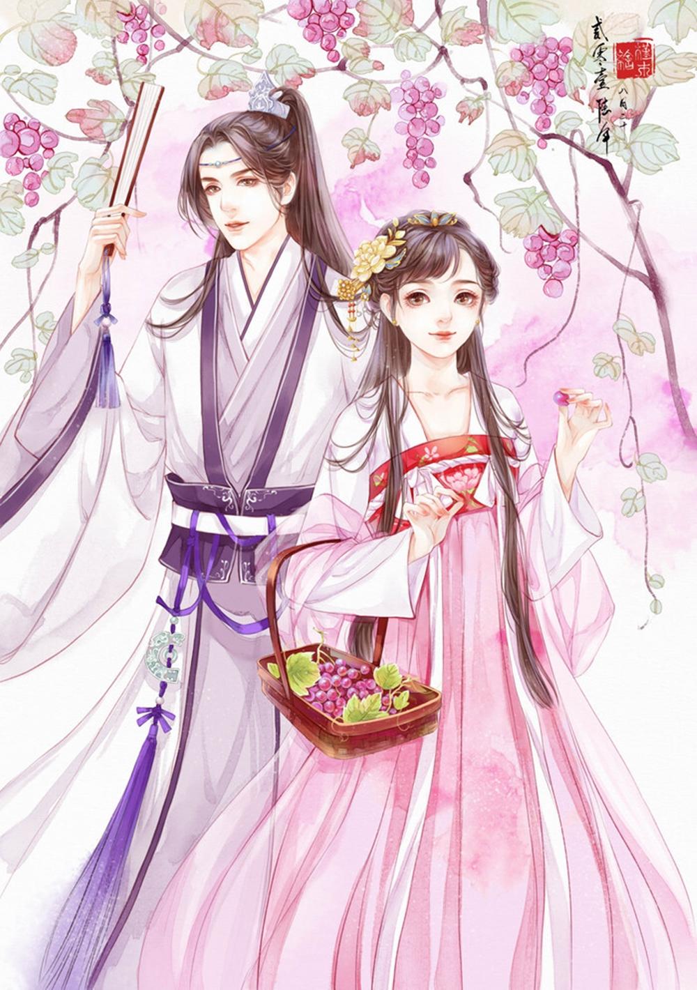 二次元古风情侣系列精美插画图集!伊人所谓伊人,在水一方在水一方