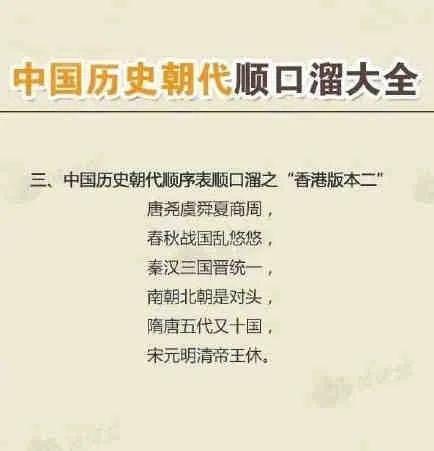 中国朝代顺口溜，精选的中国朝代顺口溜大全（上下五千年尽在你的脑海中）