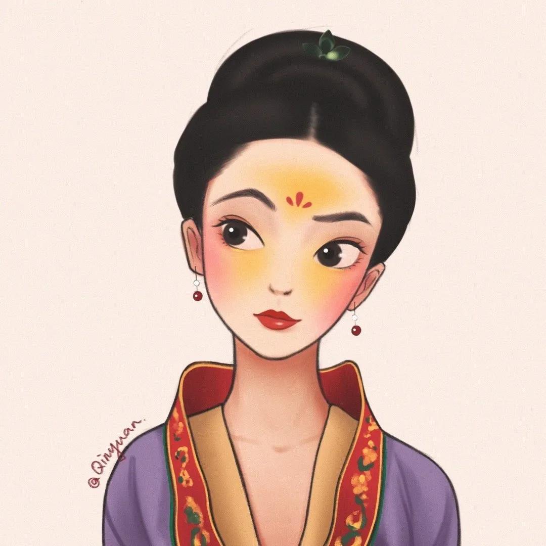 莫稚♡ 花木兰头像微信，莫稚♡ 花木兰头像（<迪士尼公主与花木兰>手绘）