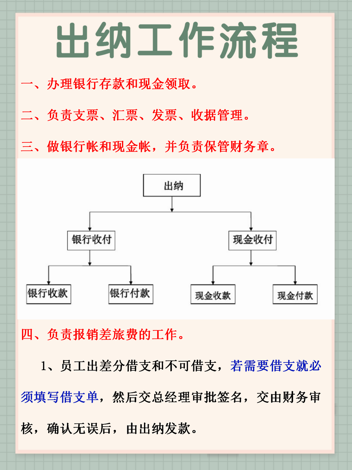 出纳会计的工作（出纳每天该做什么）