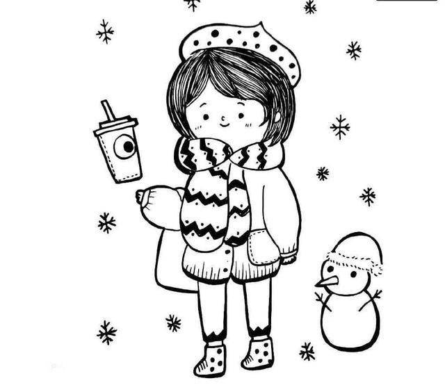 画小女孩简笔画 全身,画小女孩(用黑白线描方式表达更生动形象)