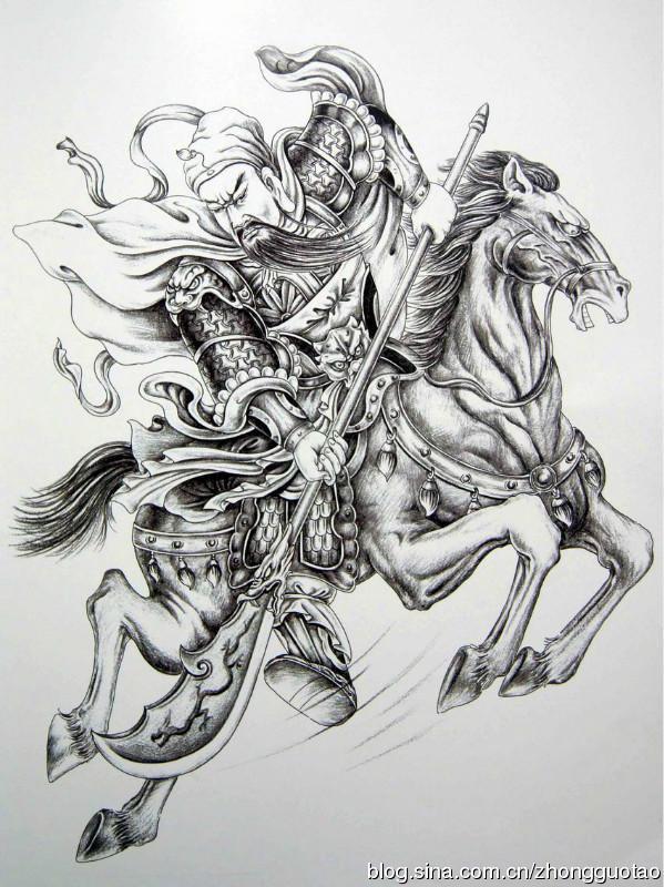 Q版可爱的关羽如何画，关羽简笔画可爱（人物白描：关公关云长）