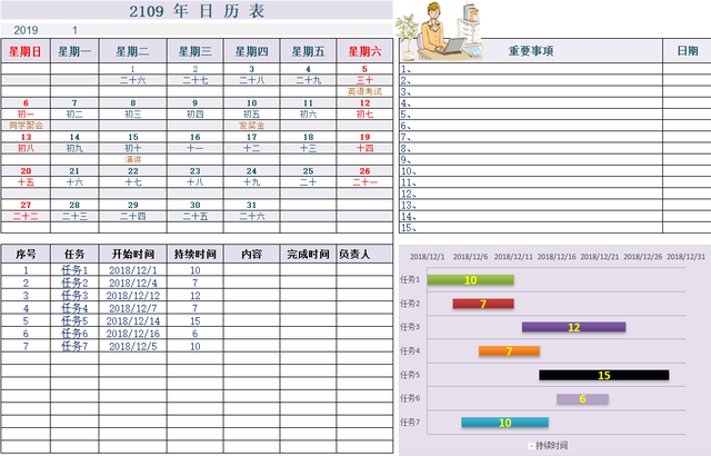 月工作计划表excel，月工作计划表和安排怎么写（Excel全自动月度工作计划表）