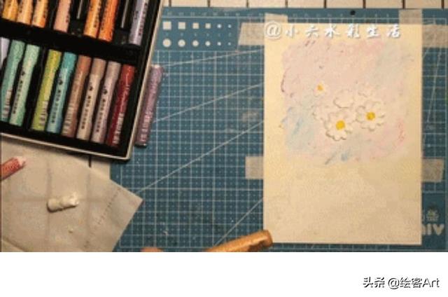 简笔画：油画棒画花朵步骤，简笔画小兔子的画法（0基础也能画出清新浪漫的春日花海图）