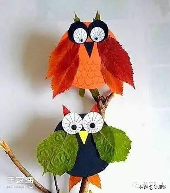幼儿手工美术漂亮的叶子画，幼儿园叶子手工画制作大全图片（儿童树叶贴画作品图片）