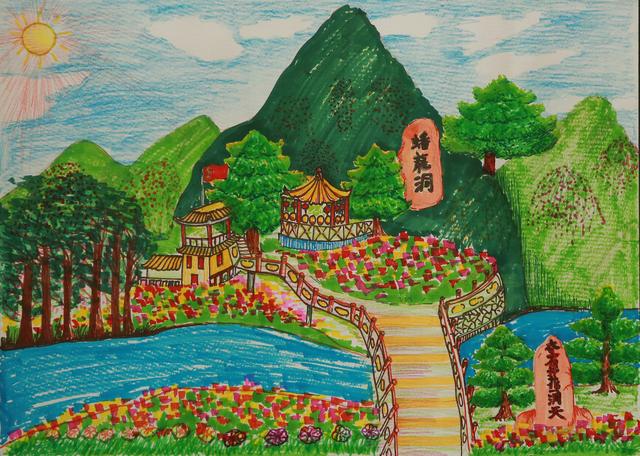荷花池简笔画，荷花池简笔画手绘（美丽云浮——2020年云浮市庆祝六一儿童节少儿书画作品展）