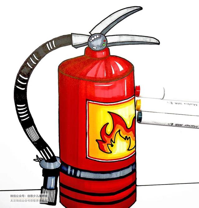 消防员灭火简笔画，怎么画出一位在灭火的消防员卡通简笔画（儿童画教程，灭火器）