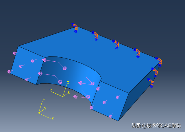 圆柱坐标系的应用实例，在ABAQUS中基于圆柱坐标系设置关于坐标函数的表面力