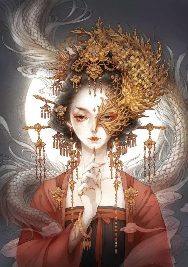 唯美手绘古装卡通美女图片，卡通画人物美少女手绘古装（手绘古装美女）