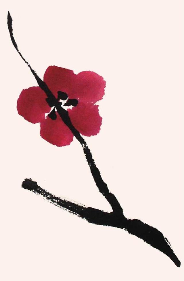 简单国画梅花，怎么样用圈点结合画法画梅花