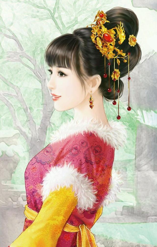 唯美手绘古装卡通美女图片，卡通画人物美少女手绘古装（手绘古装美女）