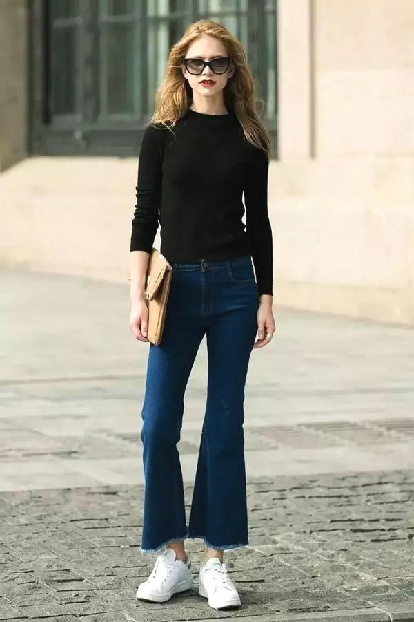 黑裤子配白鞋子好看吗黑白配,一个经典永恒的颜色搭配.