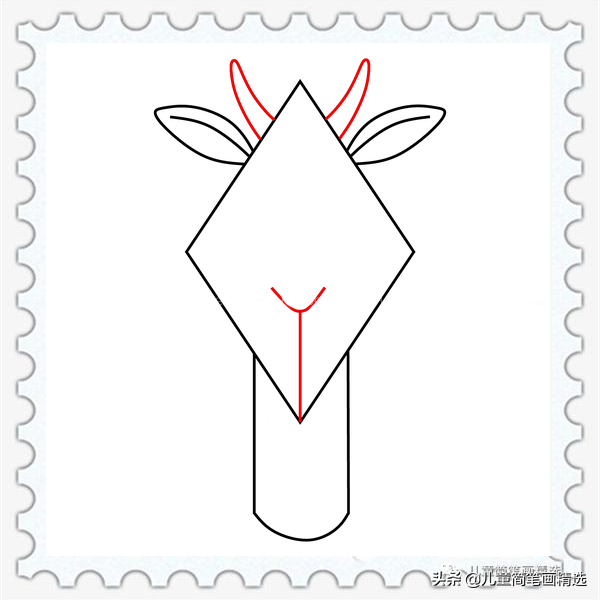 山羊简单画法步骤，儿童简笔画精选-如何用菱形