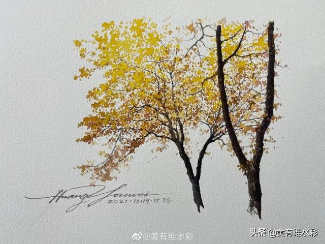 大树怎么画好看，画大树的简单方法（运用两种不同的技法）