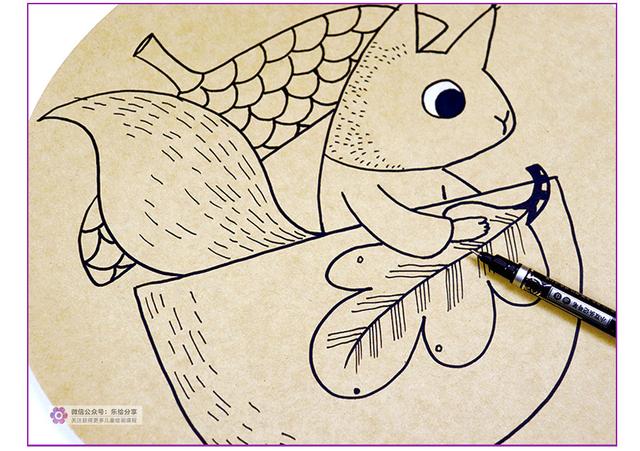 松鼠怎么画，松树怎么画简笔画图片（绘画教程，松鼠与橡果）