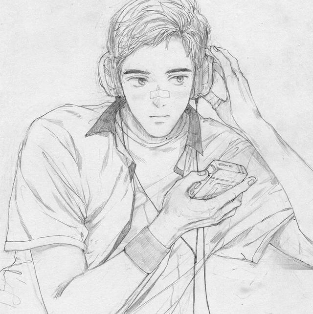 舒眉。，微信头像，舒眉。（一支铅笔画动漫美少年）