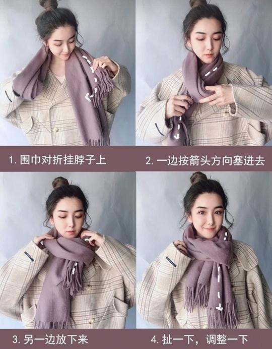 韩系围巾戴法，韩系围巾戴法图片（冬季围巾八种简单的系法）